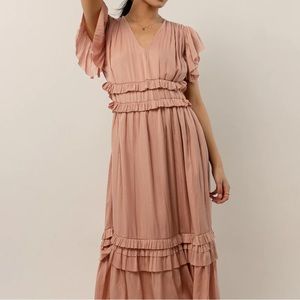 Bohme Willa ruffle dress in blush